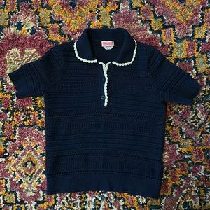 Adorable Kate Spade vintage-style knitted collared blouse